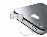 Crystal Bow Headphone Jack Plug - Silver