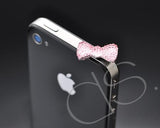 Bow Crystal Headphone Jack Plug - Pink