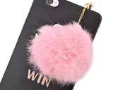 Pink Fur Ball Headphone Jack Plug