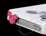 Crystal Bear Headphone Jack Plug -Pink