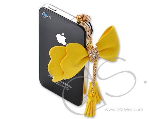 Crystal Ribbon Headphone Jack Plug - Gold