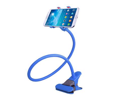 Gooseneck Flexible Dual Clamp Adjustable Cellphone Holder - Blue