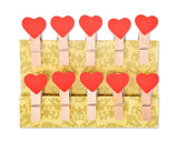 10 Pcs Wooden Pegs Paper Photo Clip With Linen String - Heart