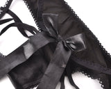 Lace Open Crotch Thong with a Strappy Back and Satin Bow