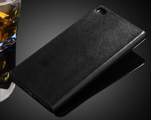Eyelet Series Huawei P8 Flip Leather Case - Black