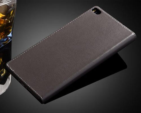 Eyelet Series Huawei P8 Flip Leather Case - Gray