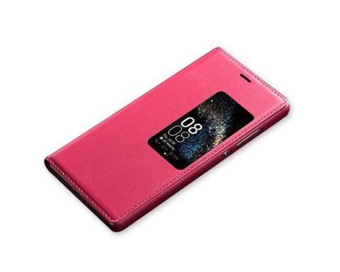 Eyelet Series Huawei P8 Flip Leather Case - Magenta