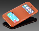 Eyelet Series iPhone 6S Plus Flip Genuine Leather Case - Brown