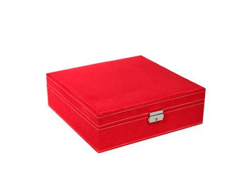 Two-Layer Jewelry Box Earrings Organizer Necklace Display Case - Red