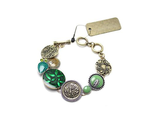 Vintage Bronze Green Pendant Bracelet