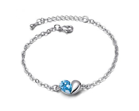 Sweet Heart Blue Crystal Bracelet