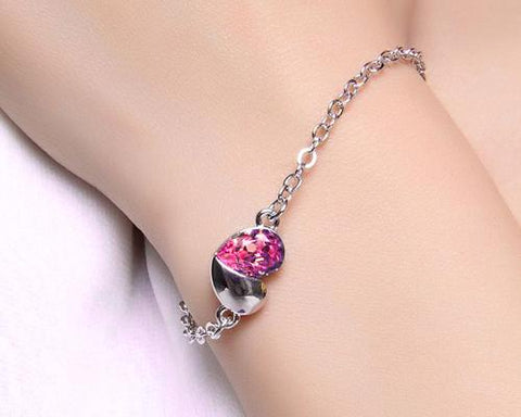 Sweet Heart Pink Crystal Bracelet