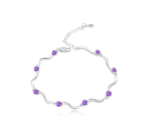 Starry Purple 925 Sterling Silver Crystal Bracelet