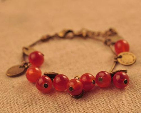 Vintage Cherry Beaded Bracelet