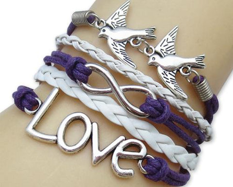Vintage Series Leather Rope Infinity Bracelet - Purple