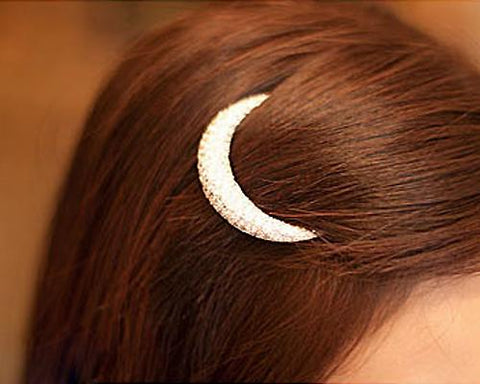 Silver Moon Bling Crystal Hair Clip
