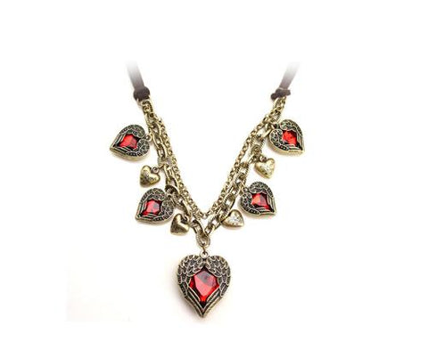 Vintage Bronze Multi Heart Necklace