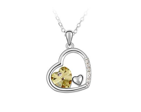 Unique Deep In Heart Crystal Necklace - Yellow