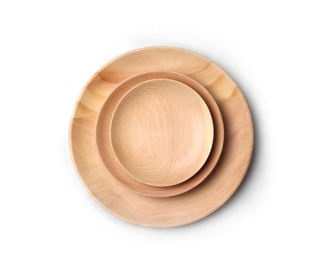 3 Pcs Round Shaped Wooden Plate