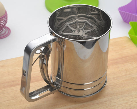 Trigger Action Stainless Steel Double Mesh Flour Sifter