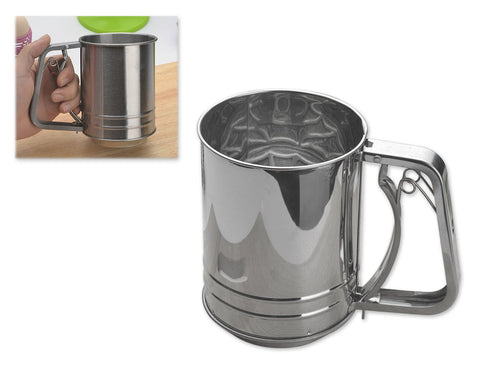 Trigger Action Stainless Steel Double Mesh Flour Sifter