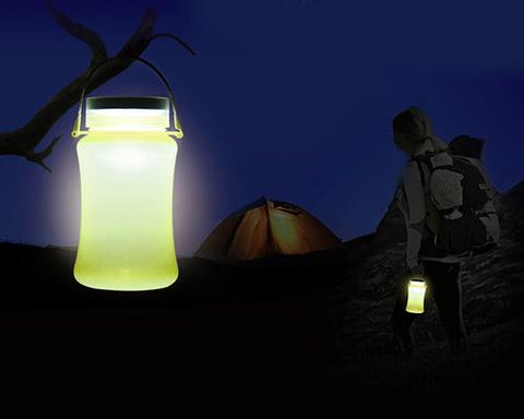 Solar Rechargeable Waterproof Outdoor Led Camping Tent Light for Hiking - Orange