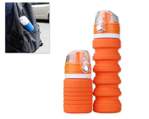 500ml Travel Silicone Folding Water Bottle for Outdoor - Orange