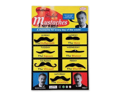 7 Pcs Fake Mustache Stickers Set for Costume Party - Black