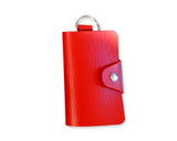 Portable PU Leather Snap Button Closure Key Case - Red