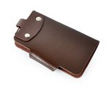 Portable PU Leather Snap Button Closure Key Case - Brown