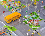 1:87 Blue Bird Vision School Bus with Road Sighs Accessories Play Rug