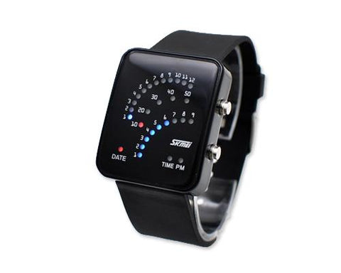 Skmei Casual Binary Digital LED Unisex Sport PU Wrist Watch 0890
