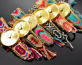 Women Ethnic Knitted Weaved Band Bracelet Quartz Dial Wrist Watch